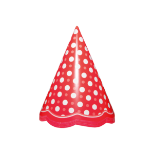 10 GORROS CONOS ROJO CON PUNTOS