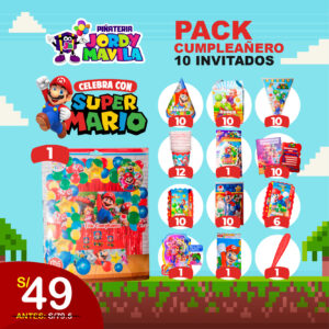 PACK DE 10 INVITADOS MARIO BROS