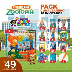 PACK DE 10 INVITADOS ZOOTOPIA