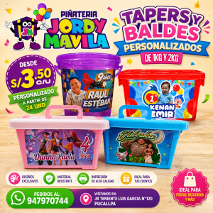 TAPERS Y BALDES PERSONALIZADOS DE 1KG POR DOCENA