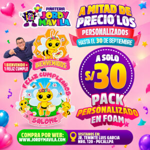 PACK FELIZ CUMPLEAÑOS + BIENVENIDO PERSONALIZADO EN FOAM